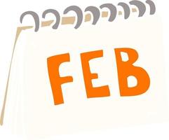 cartoon doodle calendar showing month of February vector