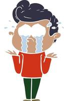 flat color style cartoon crying man vector