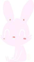 cute flat color style cartoon rabbit sitting vector