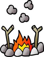 cartoon doodle camp fire vector