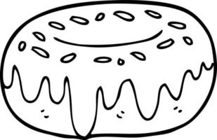 line drawing cartoon donut with sprinkles vector