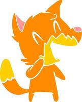 laughing fox flat color style cartoon vector