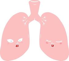 pulmones de dibujos animados de estilo de color plano vector