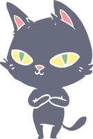 flat color style cartoon cat staring vector