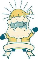 banner with tattoo style santa claus christmas character vector