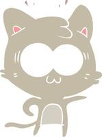 flat color style cartoon surprised cat vector