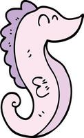 cartoon doodle sea horse vector