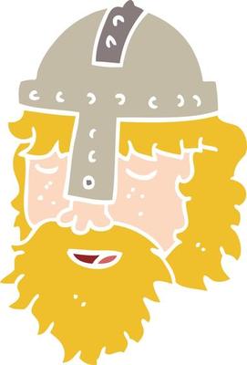 flat color style cartoon viking face