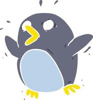 flat color style cartoon frightened penguin vector