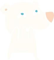 flat color style cartoon polar bear showing teeth vector