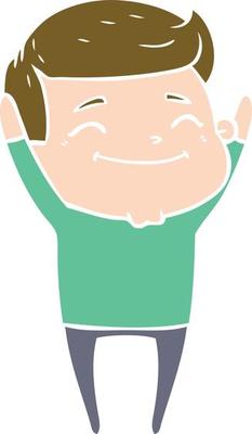 happy flat color style cartoon man