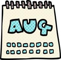 cartoon doodle calendar showing month of august vector