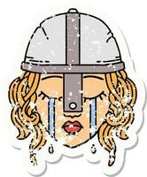 crying human fighter grunge sticker vector