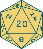 natural 20 D20 dice roll illustration vector