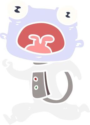 flat color style cartoon weird alien running away
