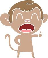 yawning flat color style cartoon monkey vector