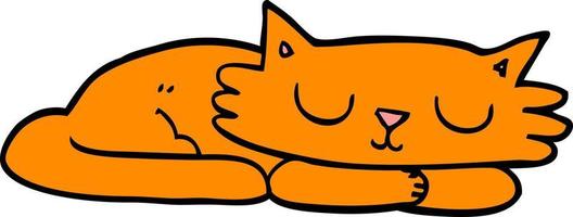 cartoon doodle sleeping cat vector