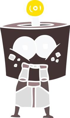 happy flat color style cartoon robot
