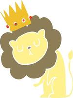 flat color style cartoon lion with crown vector