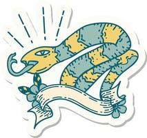 sticker of a tattoo style hissing snake