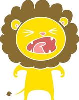 flat color style cartoon angry lion vector