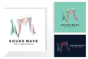 Sound Wave Logo Design, Music Flow Vector, Background Illustration and Wallpaper