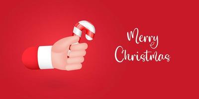 Vector illustration of Christmas Santa's hand holding candy