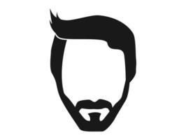 Bearded hipster face black silhouette. Vector illustration