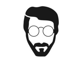 Bearded hipster face black silhouette. Vector illustration