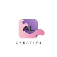 AL Initial Letter logo icon design template elements with wave colorful vector