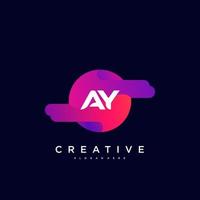 AY Initial Letter logo icon design template elements with wave colorful vector