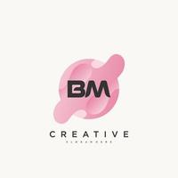 BM Initial Letter logo icon design template elements with wave colorful vector