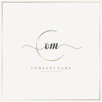 OM Initial Letter handwriting logo hand drawn template vector, logo for beauty, cosmetics, wedding, fashion and business vector