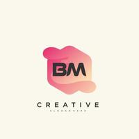 BM Initial Letter logo icon design template elements with wave colorful vector