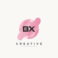 BX Initial Letter logo icon design template elements with wave colorful vector