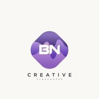 BN Initial Letter logo icon design template elements with wave colorful vector