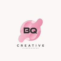 BQ Initial Letter logo icon design template elements with wave colorful vector