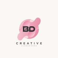 BD Initial Letter logo icon design template elements with wave colorful vector