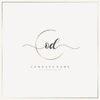 OD Initial Letter handwriting logo hand drawn template vector, logo for beauty, cosmetics, wedding, fashion and business vector