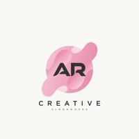 AR Initial Letter logo icon design template elements with wave colorful vector