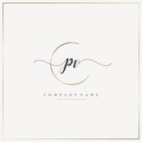 PV Initial Letter handwriting logo hand drawn template vector, logo for beauty, cosmetics, wedding, fashion and business vector