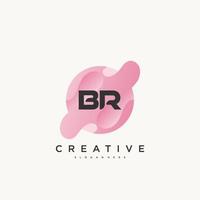 BR Initial Letter logo icon design template elements with wave colorful vector