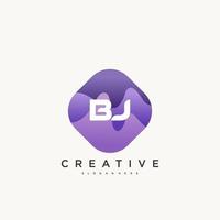 BJ Initial Letter logo icon design template elements with wave colorful vector