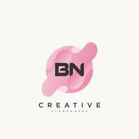 Elementos de plantilla de diseño de icono de logotipo de letra inicial bn con onda colorida vector