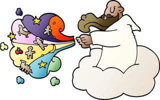 cartoon doodle god creating universe vector