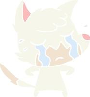crying fox flat color style cartoon vector
