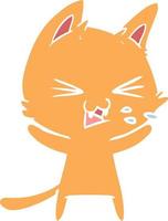 flat color style cartoon cat hissing vector