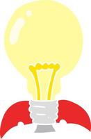 flat color illustration of a cartoon lightbulb rocket ship vector