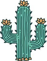 iconic tattoo style image of a cactus vector