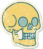 iconic distressed sticker tattoo style image of a skull vector